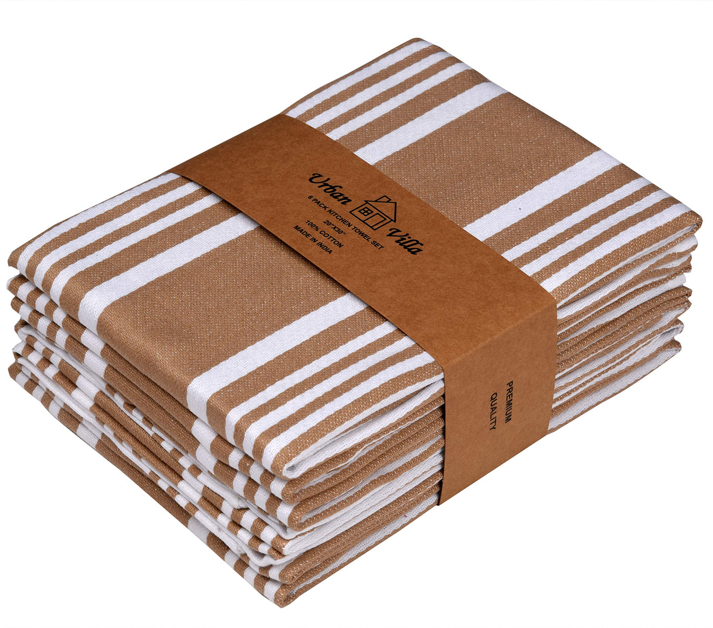 Urban Villa Cotton Kitchen Towels | TRUE Shift Eco Towels (20″×30″, Striped, Mitered)
