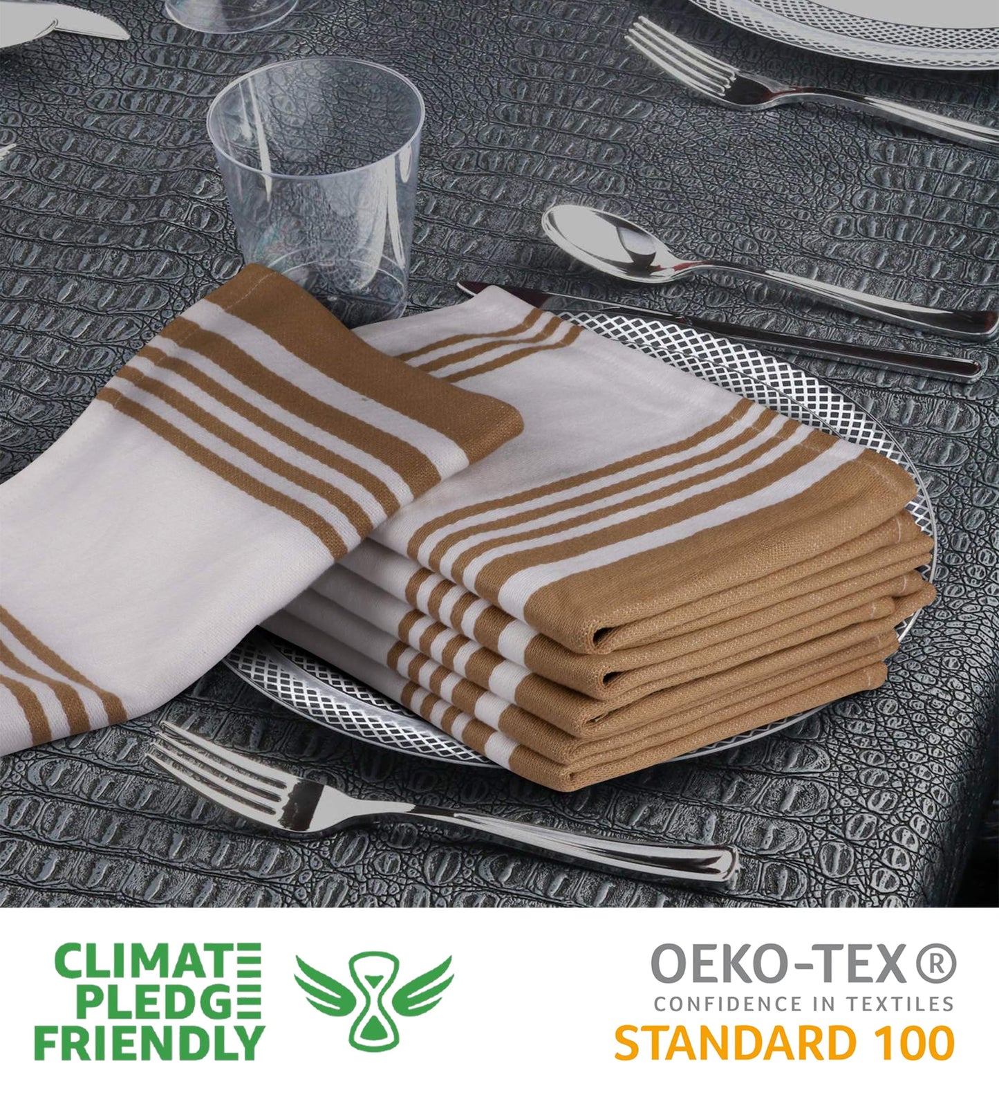 Urban Villa Cotton Kitchen Towels | TRUE Shift Eco Towels (20″×30″, Striped, Mitered)