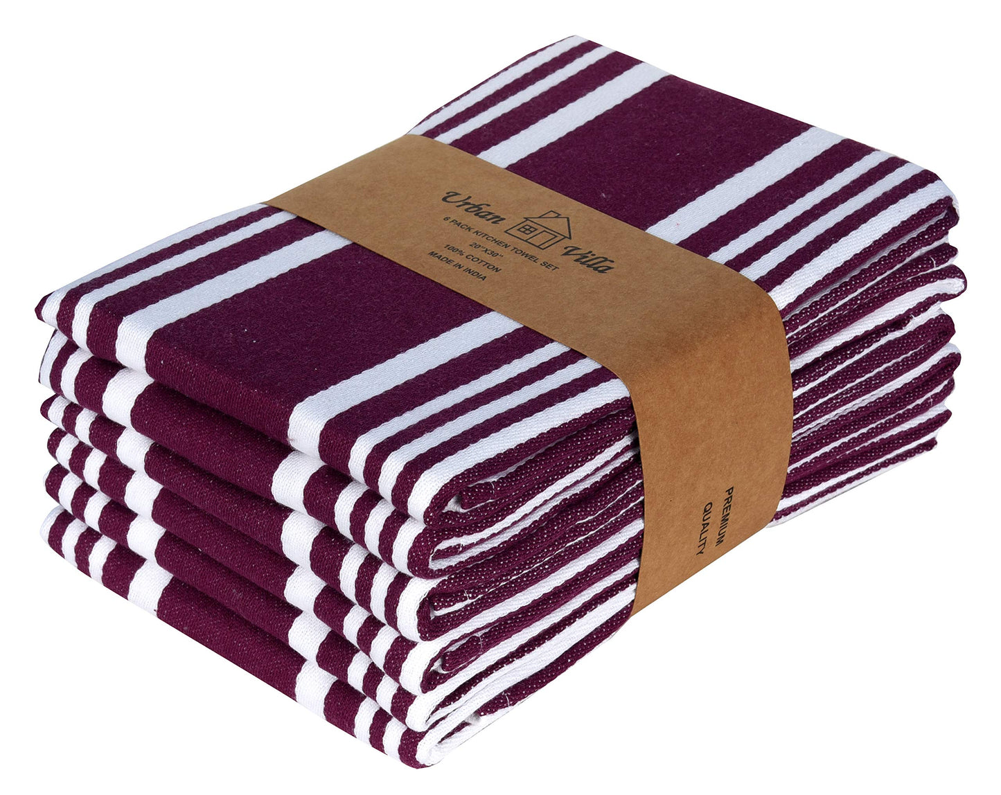 Urban Villa Cotton Kitchen Towels | TRUE Shift Eco Towels (20″×30″, Striped, Mitered)
