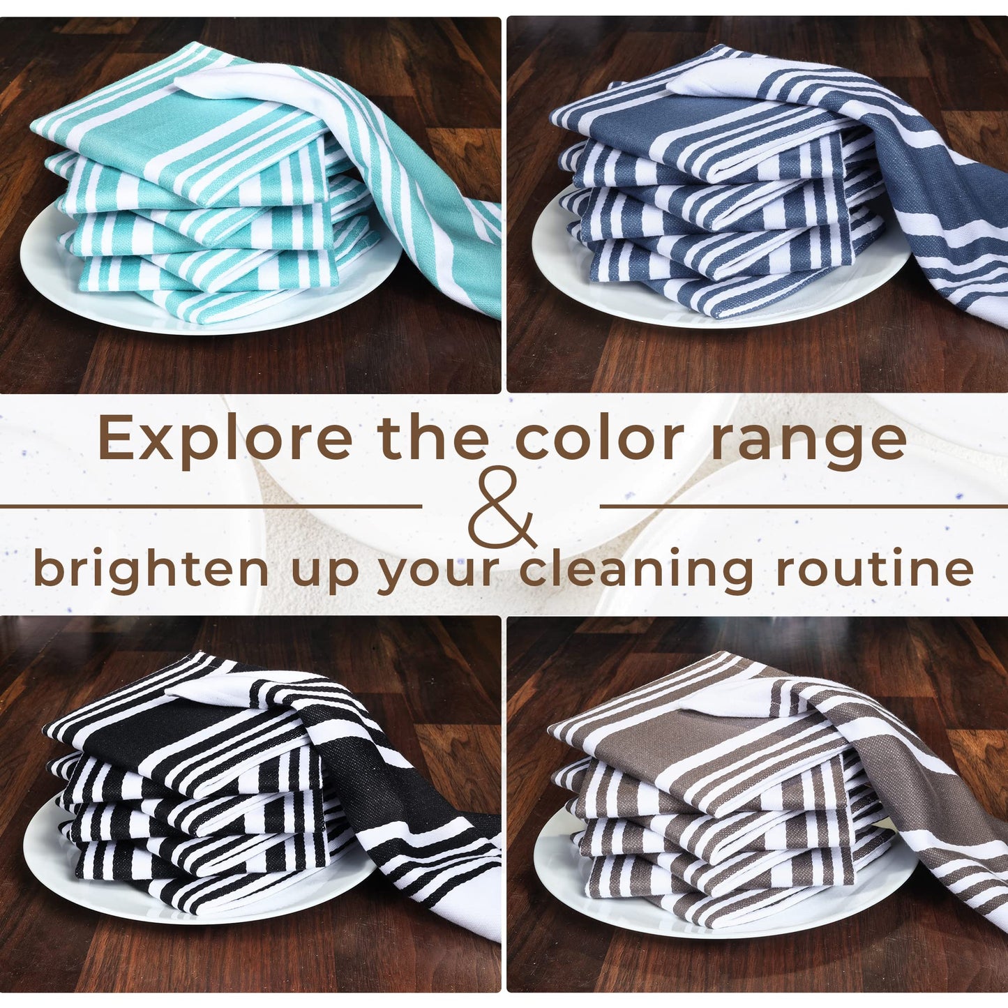 Urban Villa Cotton Kitchen Towels | TRUE Shift Eco Towels (20″×30″, Striped, Mitered)