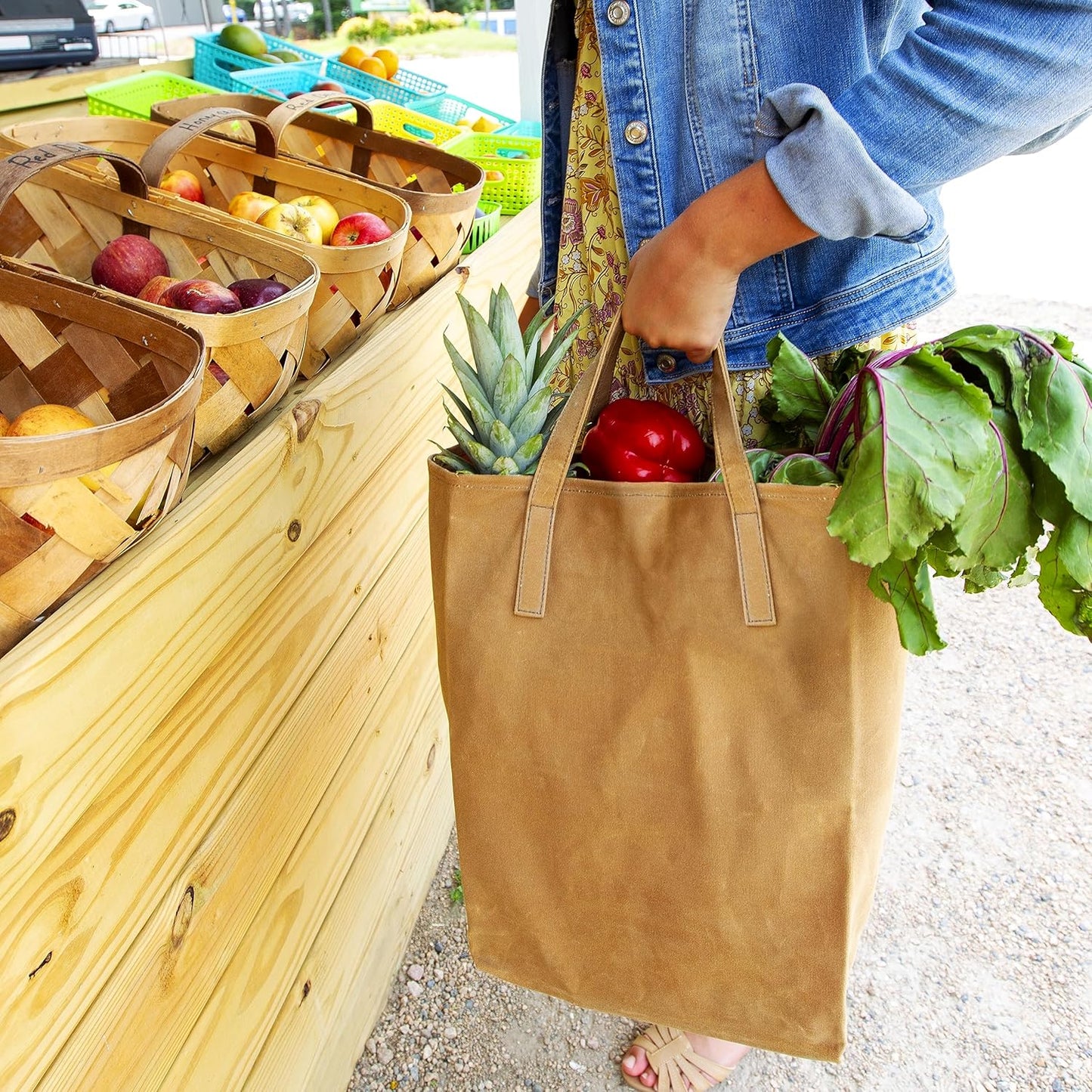 Colony Co. Waxed Canvas Grocery Bag | TRUE Shift Organic Cotton & Beeswax Tote