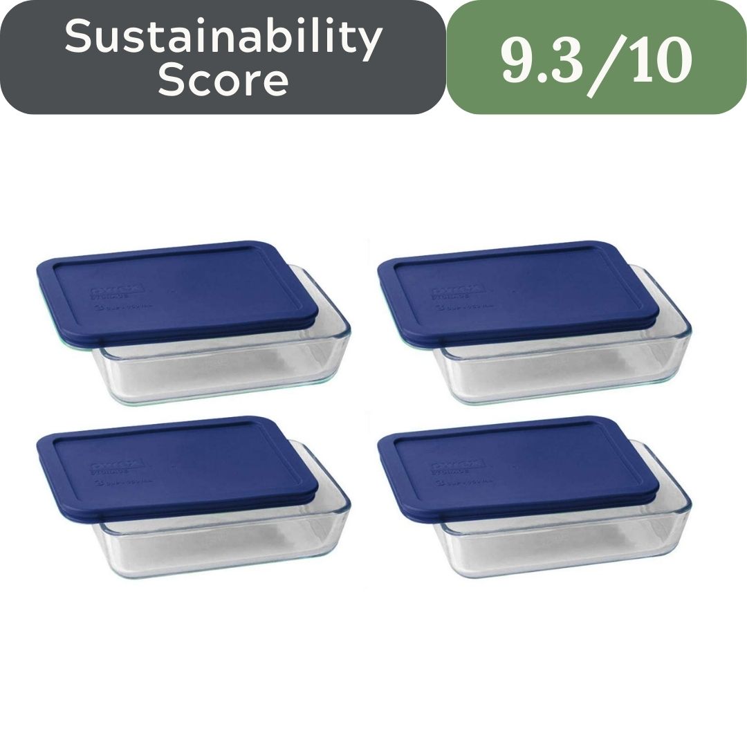 Pyrex 3-Cup Glass Dish Set with Dark Blue BPA-Free Lids