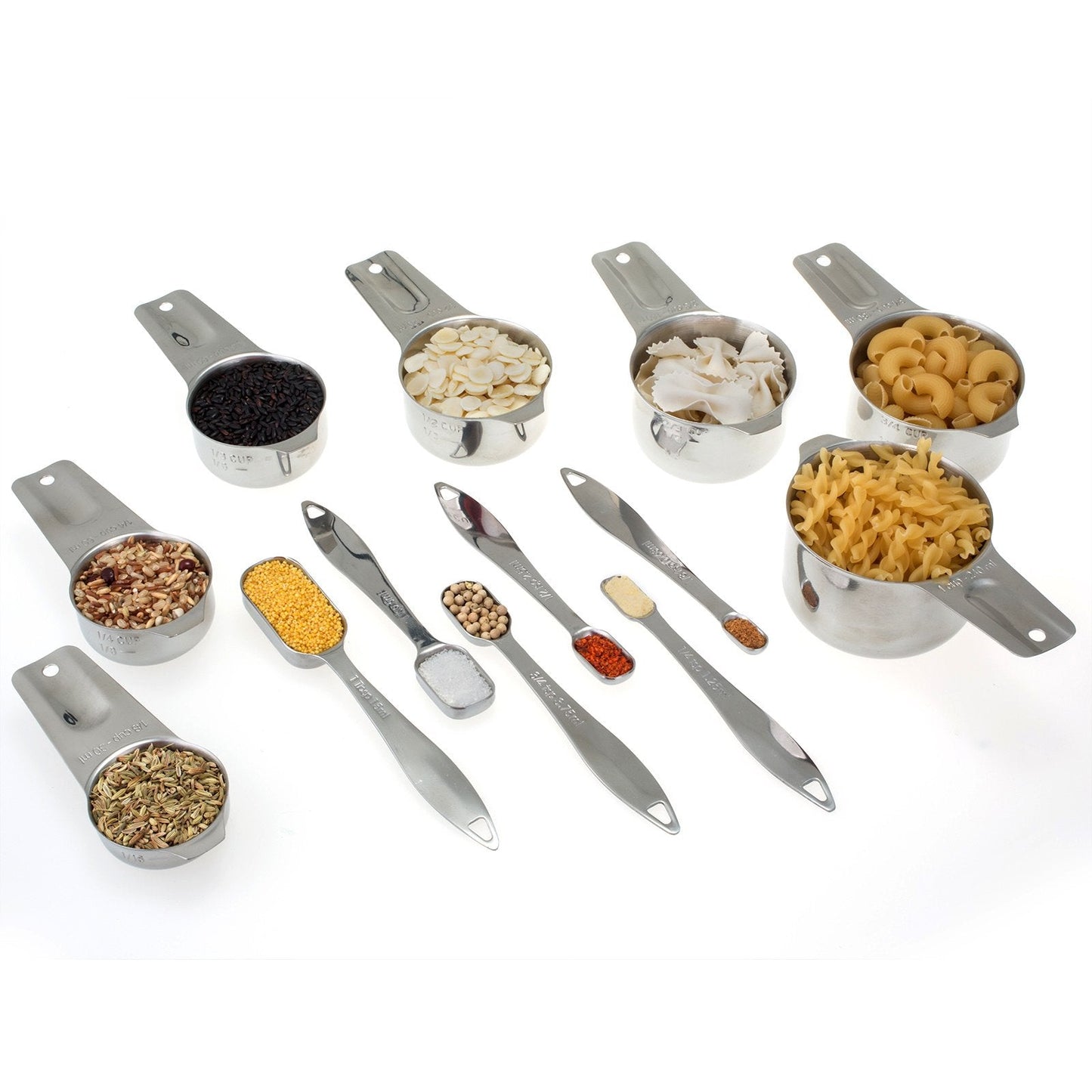 ALLWIN - HOUSEWARE: 13 - piece Measuring Cups and Spoons Set, 18/8 Stainless Steel, with Ring Connector - The Tribalist