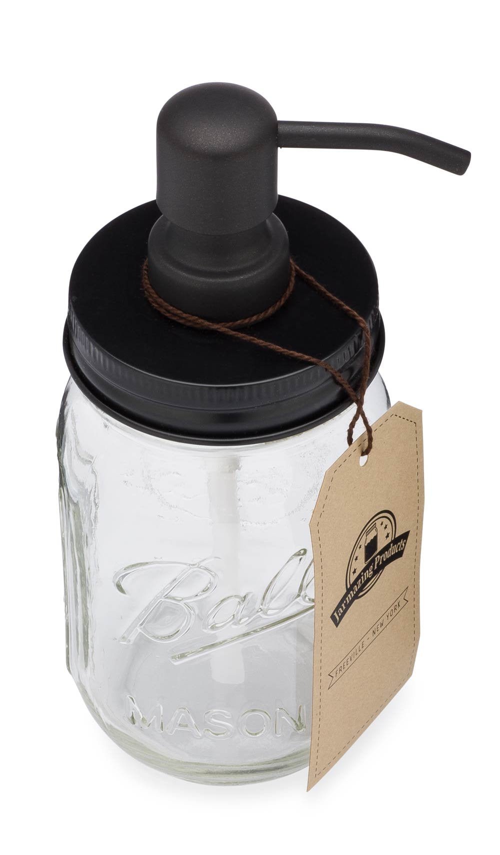 Jarmazing Products: Ball Mason Jar Soap Dispenser – 16 oz with Black Stainless Steel Pump & Lid - The Tribalist