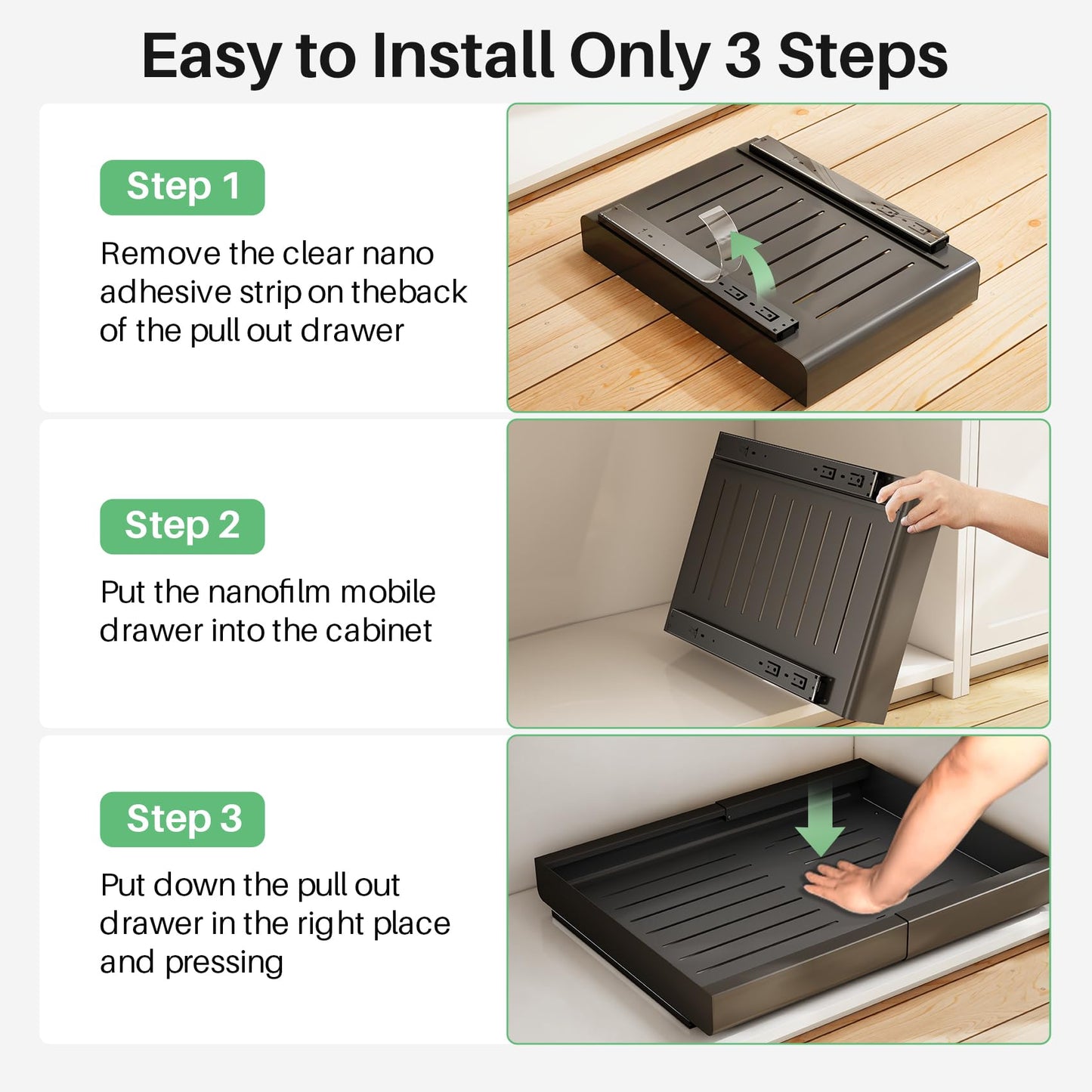 Kitstorack: Expandable Pull - Out Cabinet Organizer - Heavy - Duty & Microplastic - Free Slide - Out Drawer with Adhesive Nano Film - The Tribalist
