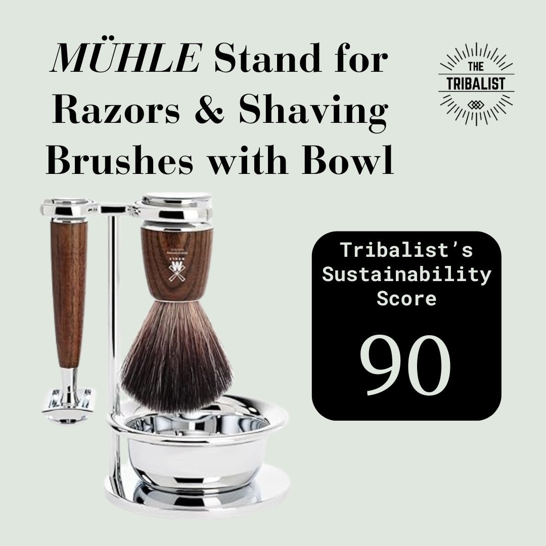 MÜHLE: Stainless Steel Stand for Razors & Shaving Brushes with Bowl - The Tribalist