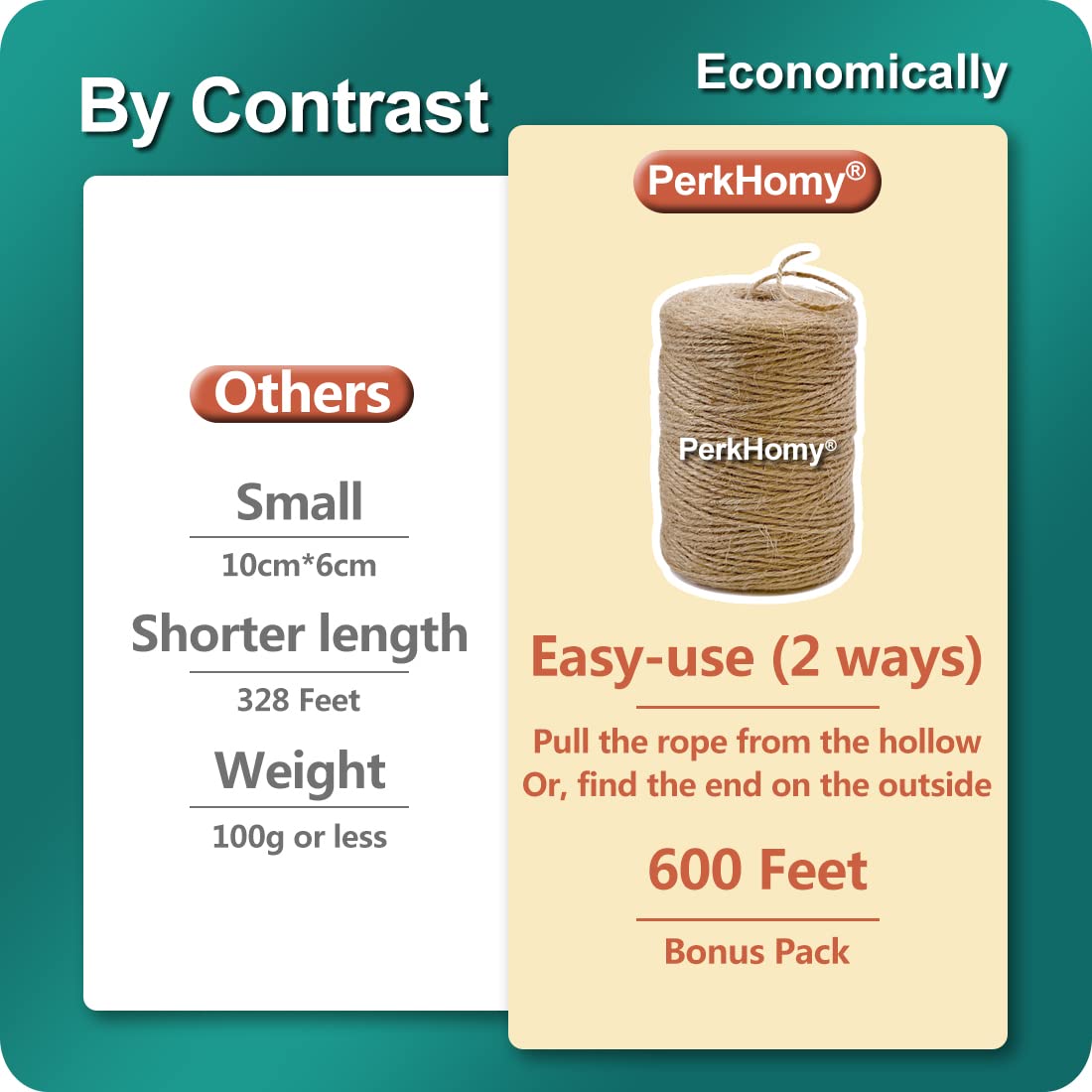 PH PERKHOMY: Natural Jute Twine String – 3 - Ply Rope for Crafting, Gardening & Gift Wrapping (600 Ft) - The Tribalist
