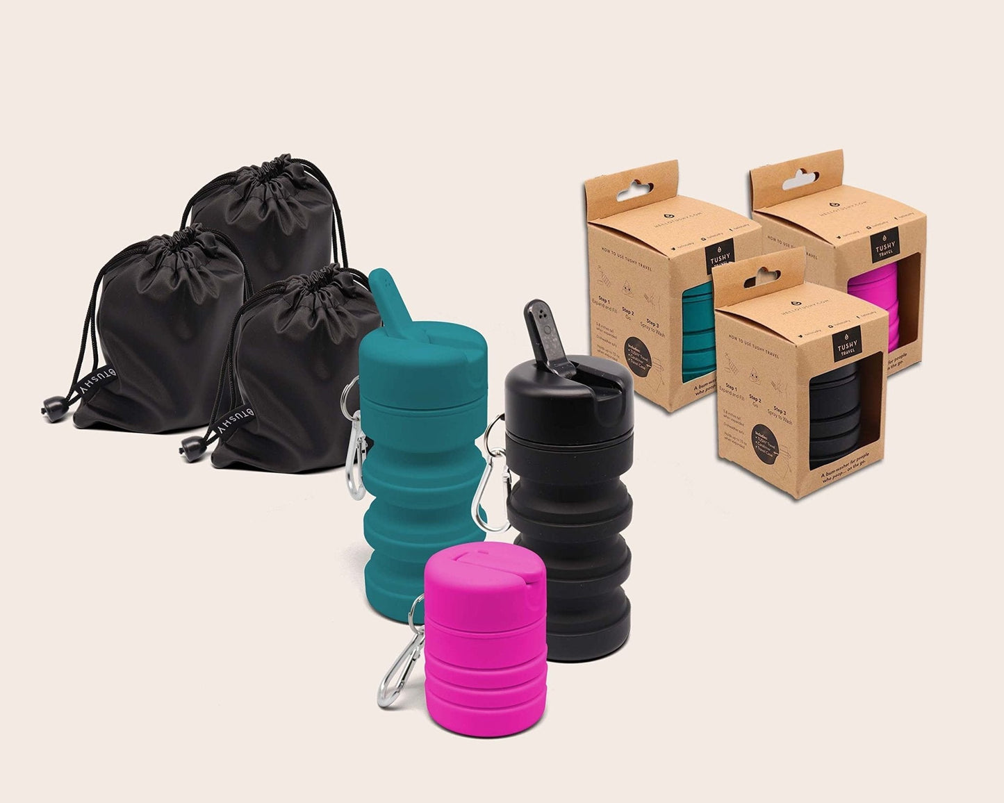 TUSHY Travel Bidet - Collapsible Bottle, Ergonomic Grip, Strong Stream & Spray for Optimal Cleaning - The Tribalist