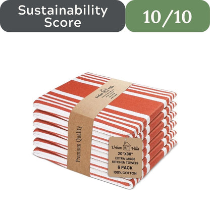 Urban Villa 100% Cotton Kitchen Towels: Highly Absorbent (Set of 6)