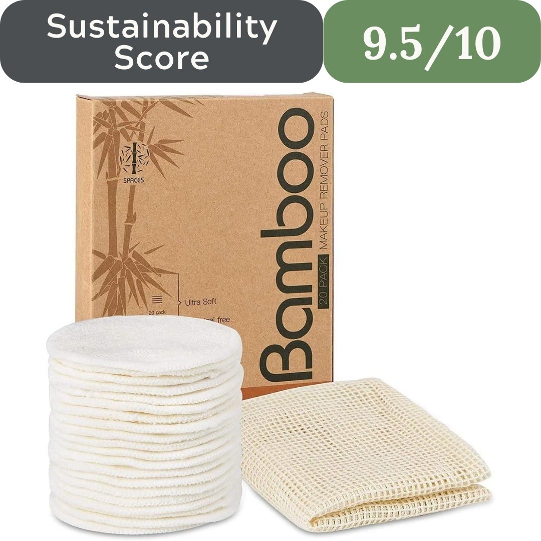 Organic Bamboo Reusable Makeup Remover Pads: 20-Pack with Laundry Bag