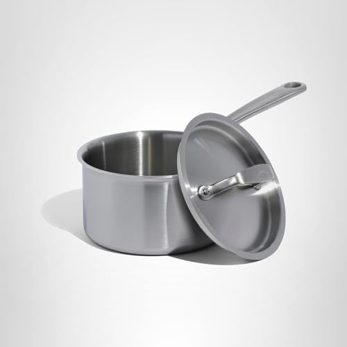Made In 4 Quart Stainless Clad Saucepan: Professional 5-Ply Construction, Made in Italy for a Lifetime of Plastic-Free Cooking