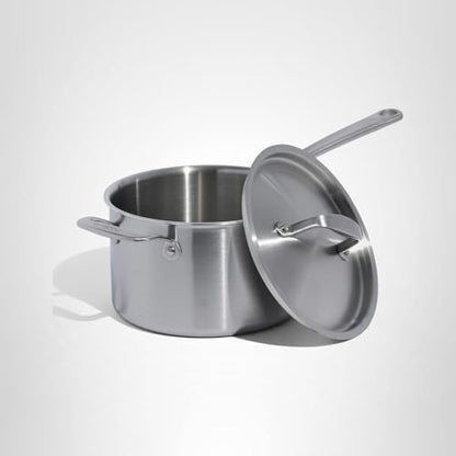 Made In 4 Quart Stainless Clad Saucepan: Professional 5-Ply Construction, Made in Italy for a Lifetime of Plastic-Free Cooking