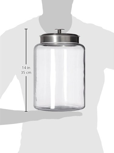 Anchor Hocking Montana Glass Jars with Fresh Sealed Lids, Brushed Metal, 64 oz (Set of 2)