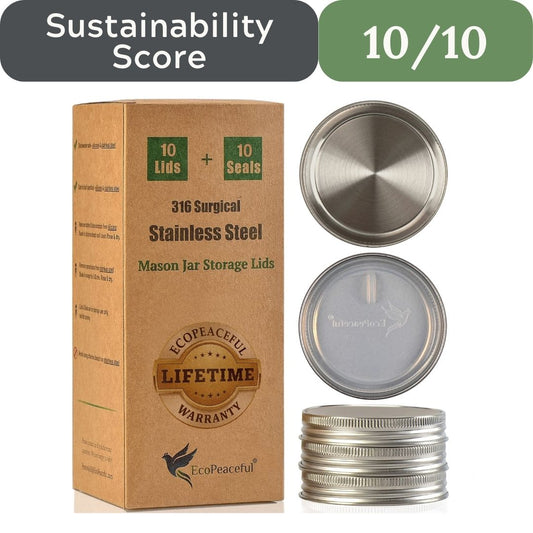 316 Surgical Stainless Steel Mason Jar Lids - Wide Mouth (12-Pack)