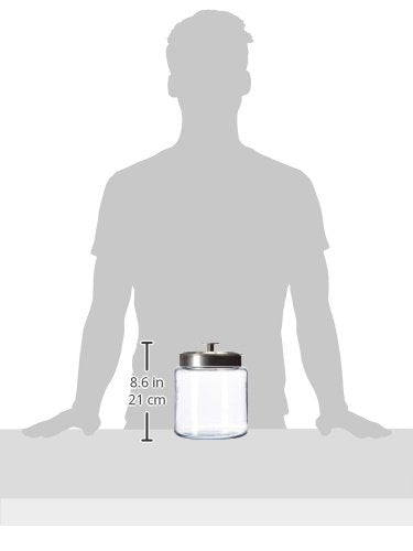 Anchor Hocking Montana Glass Jars with Fresh Sealed Lids, Brushed Metal, 64 oz (Set of 2)