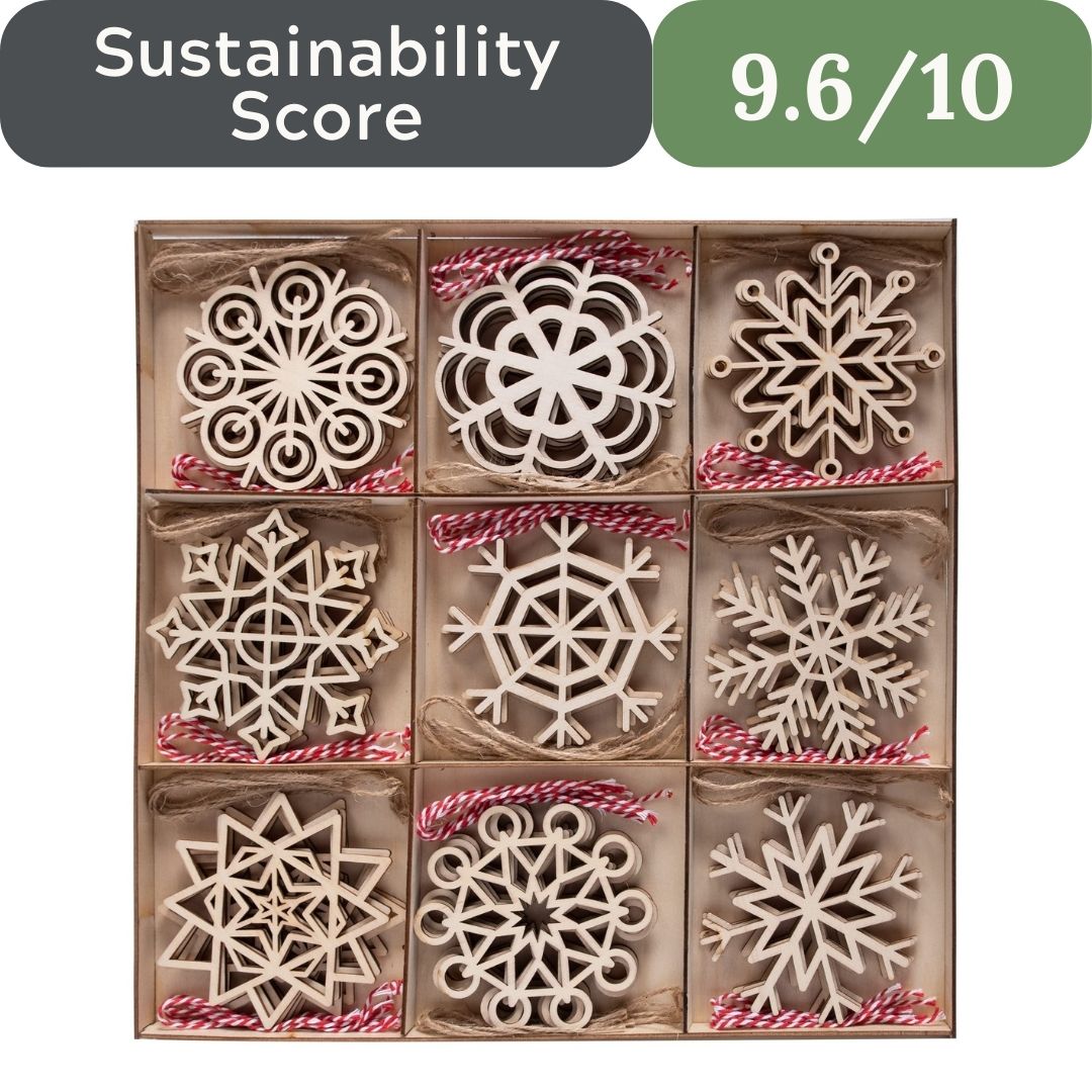 36 Pcs Natural Wood Snowflake Ornaments: Non-Toxic, Child Safe DIY Embellishments for Christmas