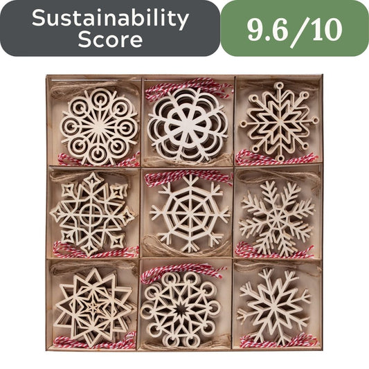 36 Pcs Natural Wood Snowflake Ornaments: Non-Toxic, Child Safe DIY Embellishments for Christmas