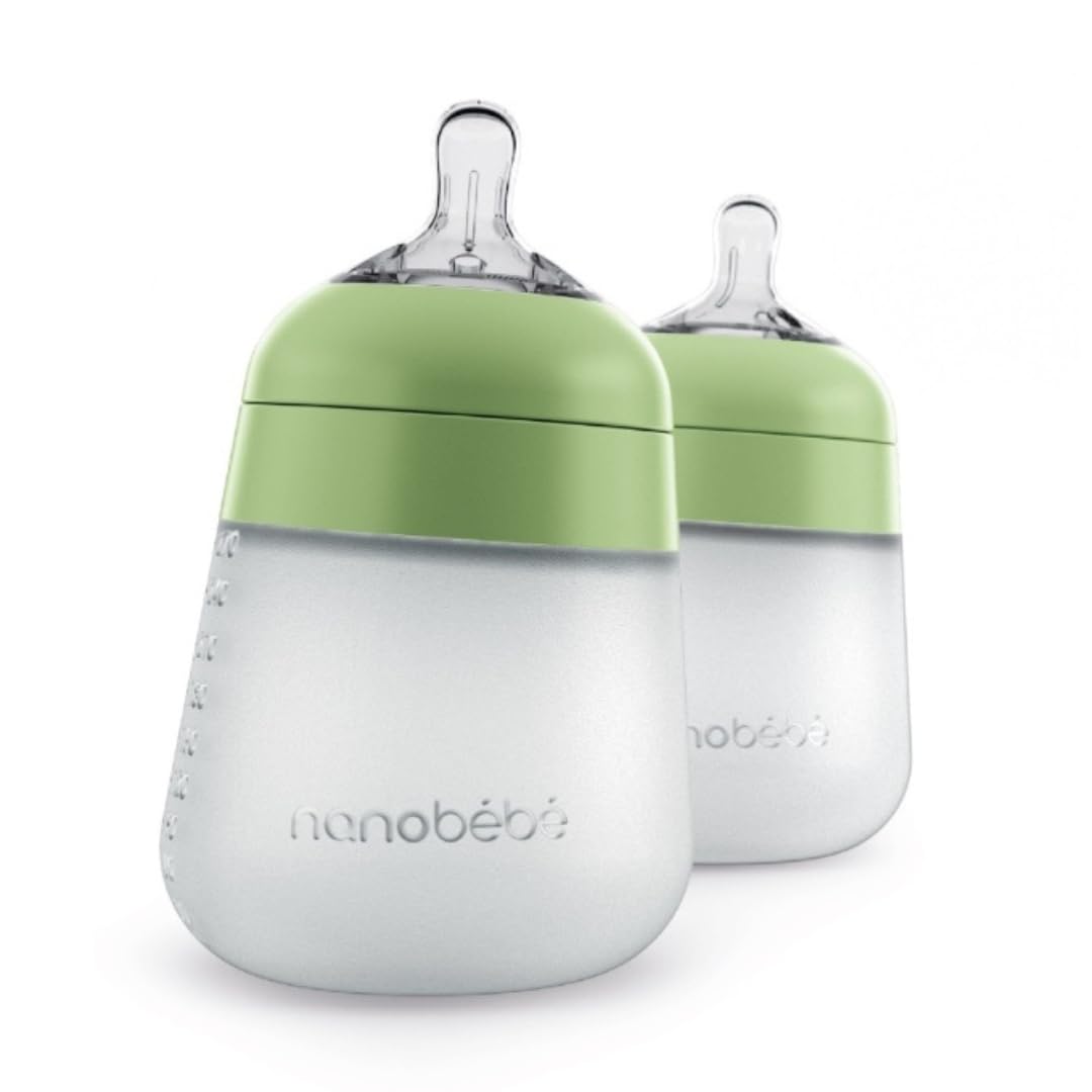 Nanobebe Flexy 9oz Silicone Baby Bottles with Anti-Colic Venting (3-Pack)