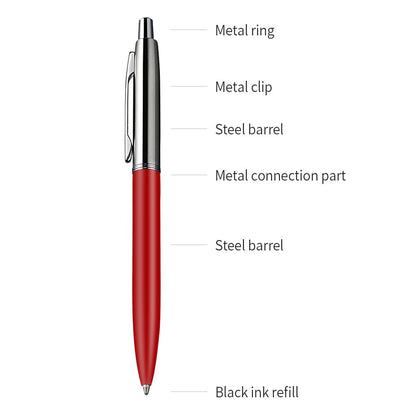 ChaoQ Stainless Steel Retractable Ballpoint Pens (6‑Pack, with 12 Refills) | TRUE Shift Durable Metal Pens