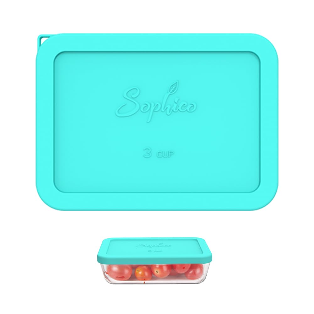 Turquoise Sophico silicone storage lids on a white background
