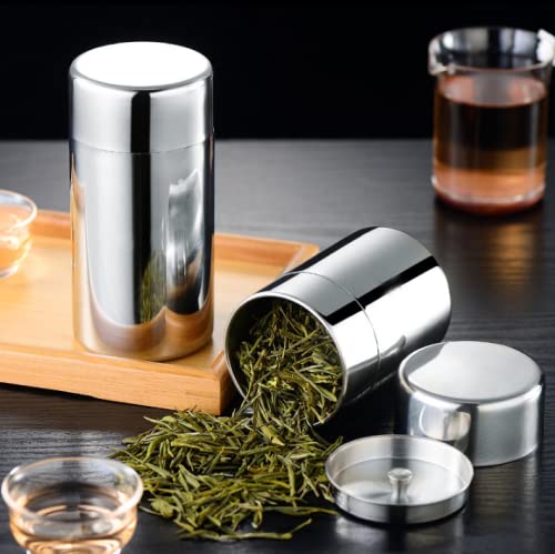 AUNMAS Tea Tin Canister: Stainless Steel Double-Lid Storage