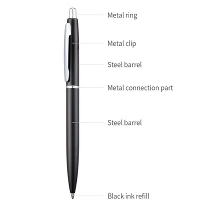 ChaoQ Stainless Steel Retractable Ballpoint Pens (6‑Pack, with 12 Refills) | TRUE Shift Durable Metal Pens
