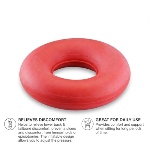 NOVA Inflatable Donut Cushion: 18” Heavy-Gauge Natural Rubber