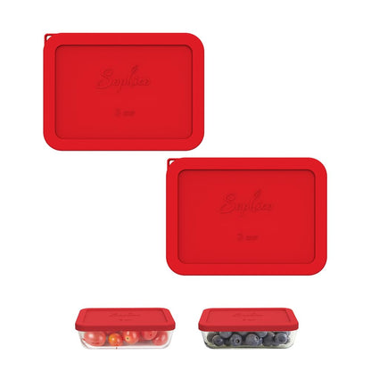 Set of red silicone lids with 'Sunplease' branding on a white background