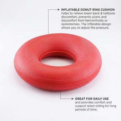 NOVA Inflatable Donut Cushion: 18” Heavy-Gauge Natural Rubber