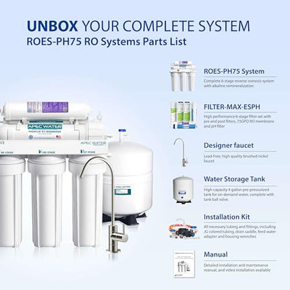 APEC ROES-PH75: The WQA Certified 6-Stage System for Alkaline Mineral pH+ Drinking Water