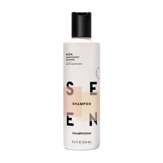 Shampoo bottle of SEEN Fragrance-Free Shampoo on a white background