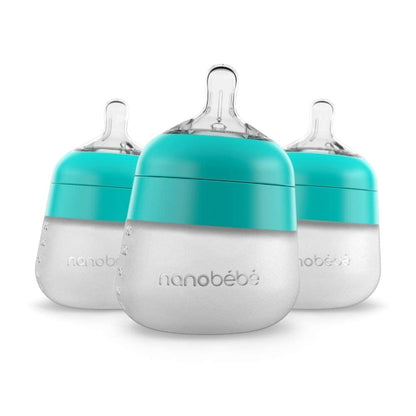 Nanobebe Flexy 9oz Silicone Baby Bottles with Anti-Colic Venting (3-Pack)