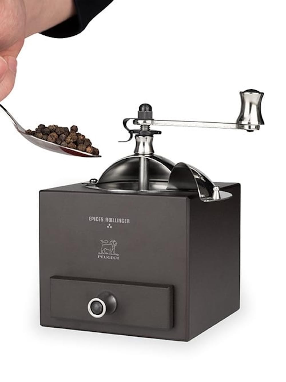 Peugeot Olivier Roellinger Pepper Mill – 5.25″ Chocolate, Solid Wood & Steel