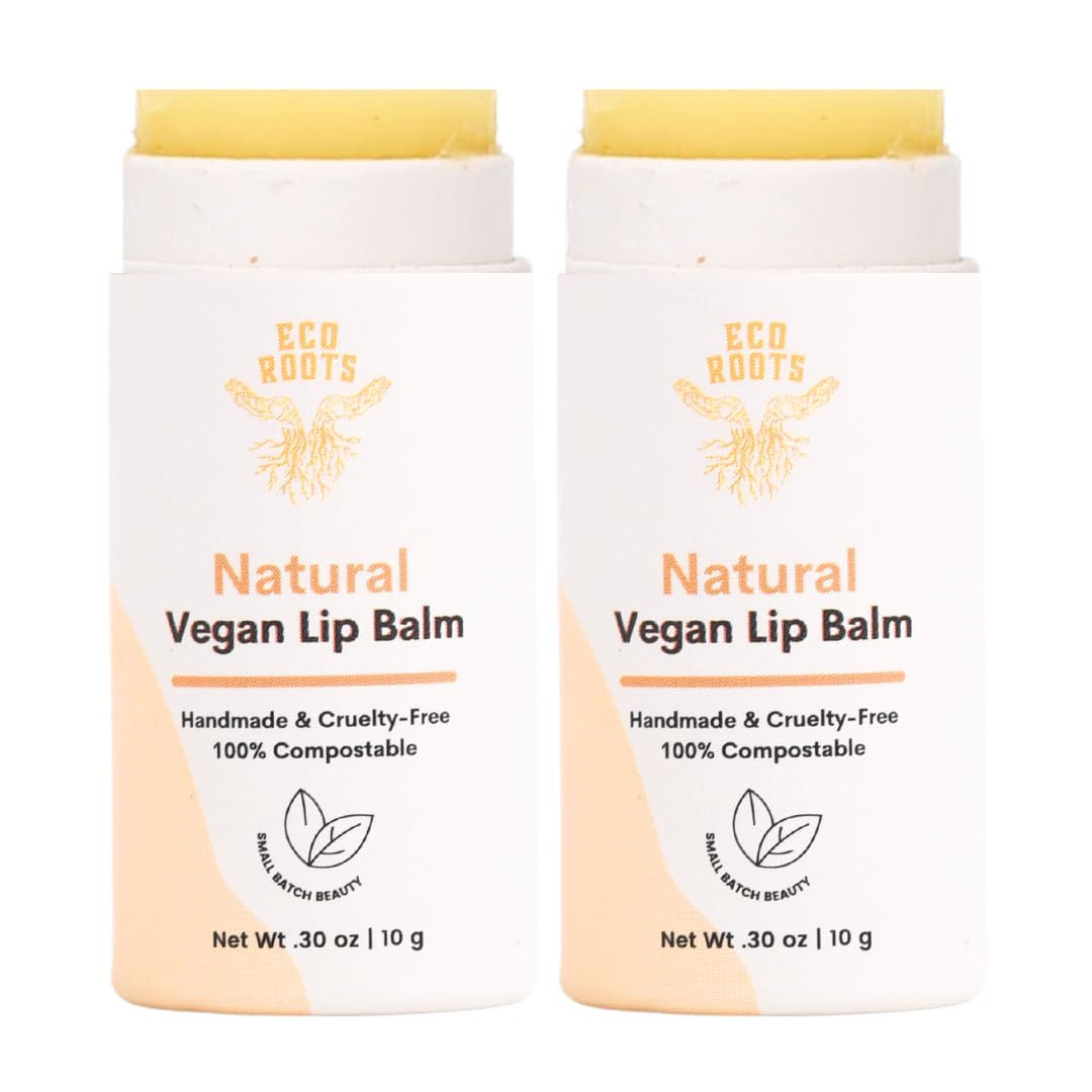 Organic Tinted Lip Balm 2-Pack: Coconut Oil & Plastic-Free Packaging