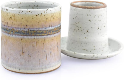 American-Made Stoneware French Butter Keeper: Hand-Thrown "Cottage Pearl" Crock, Lead-Free & Cadmium-Free