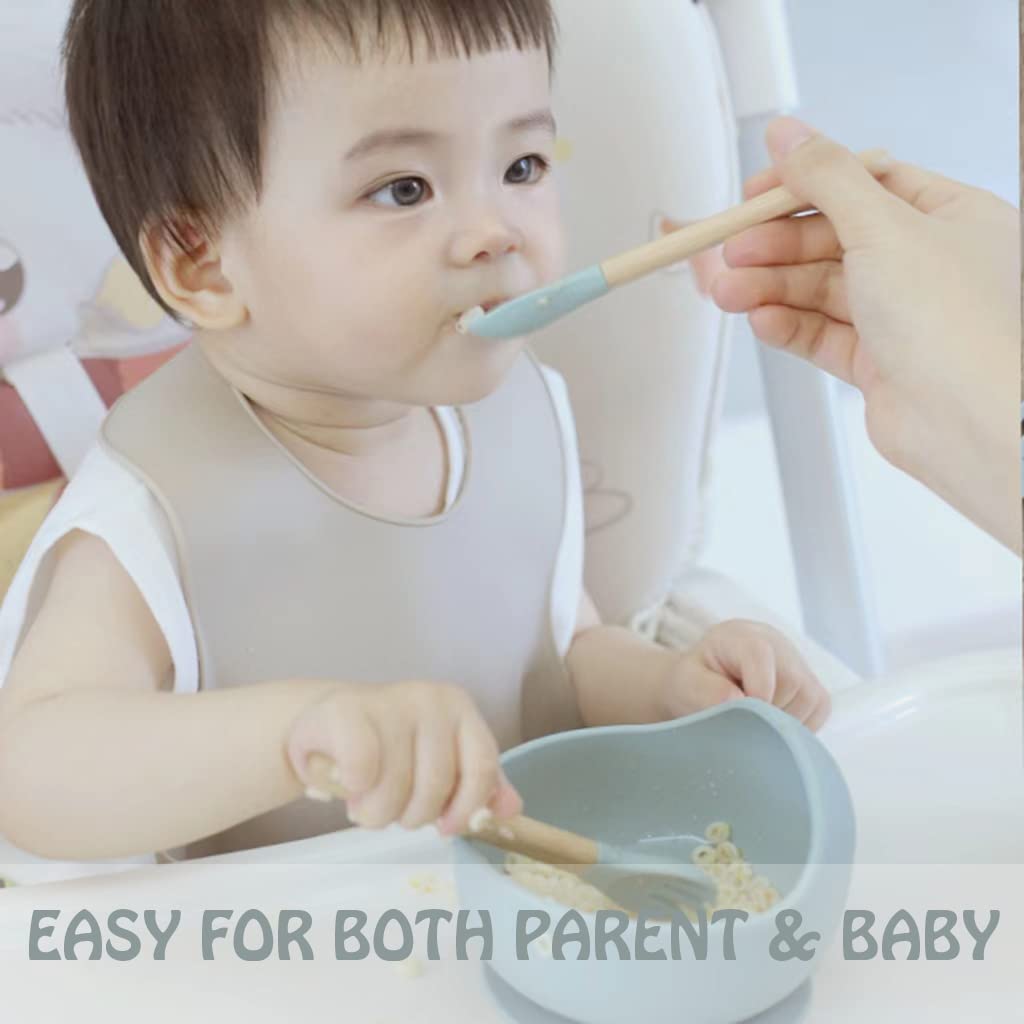 Ginbear 100% Plastic-Free Silicone & Natural Wood Toddler Flatware