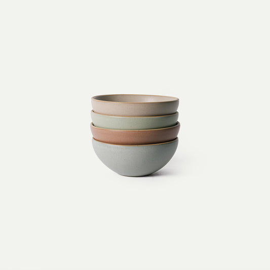 Mora Medium Ceramic Bowls, Set of 4 (28 oz, Oat)