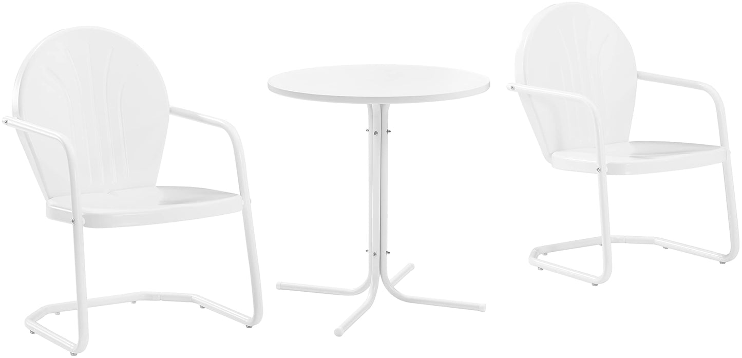 Crosley Griffith 3-Piece Retro Metal Bistro Set (Bright Red/White)