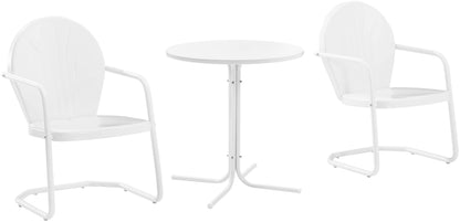 Crosley Griffith 3-Piece Retro Metal Bistro Set (Bright Red/White)