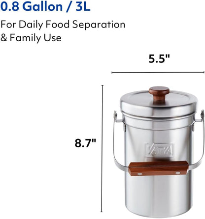 Vatya Stainless Steel Kitchen Compost Bin (0.8 Gallon)