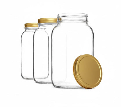 Kitchentoolz 1-Gallon Glass Mason Jars with Airtight Metal Lids (2-Pack)