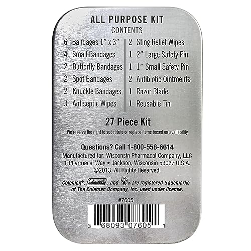 Coleman Mini First Aid Kit: 27-Piece Crush-Proof Metal Tin