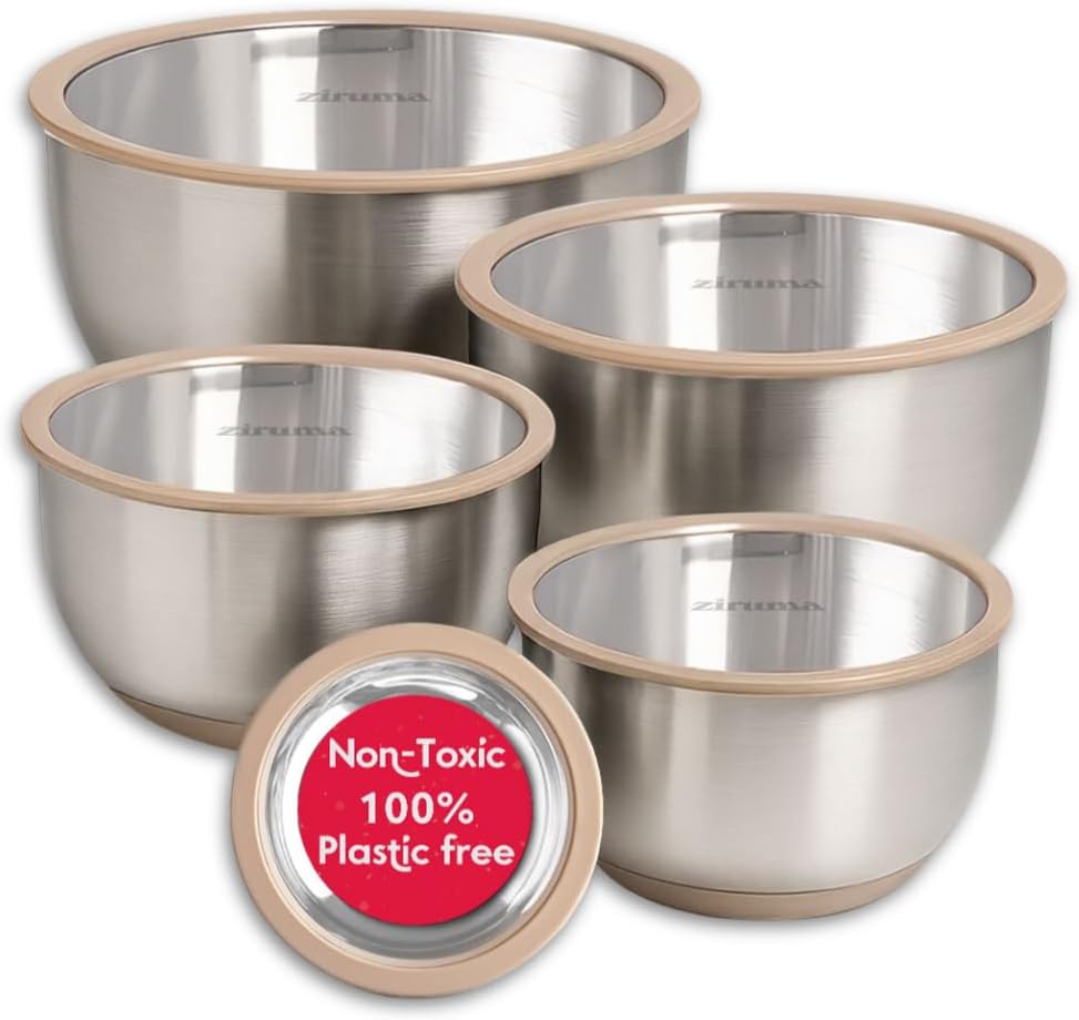 Ziruma Non-Toxic Mixing Bowls with Glass Lids Set (5 Pieces)