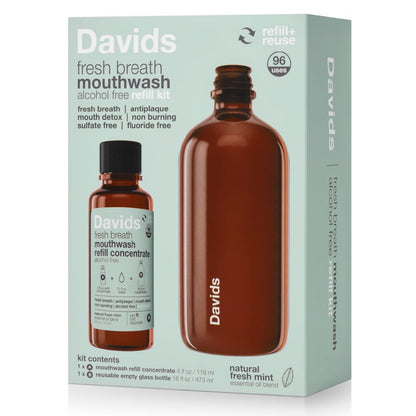 Alcohol-Free Nano-Hydroxyapatite Mouthwash, Refillable Glass Bottle – Davids Hydroxi