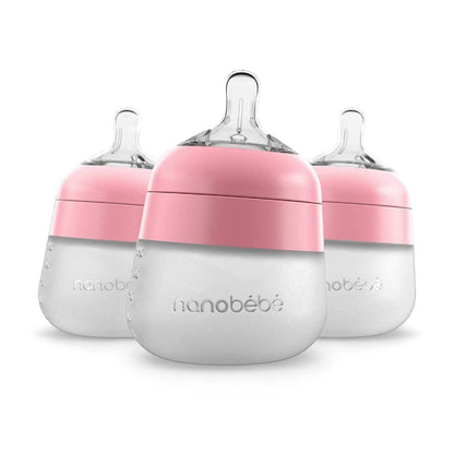 Nanobebe Flexy 9oz Silicone Baby Bottles with Anti-Colic Venting (3-Pack)