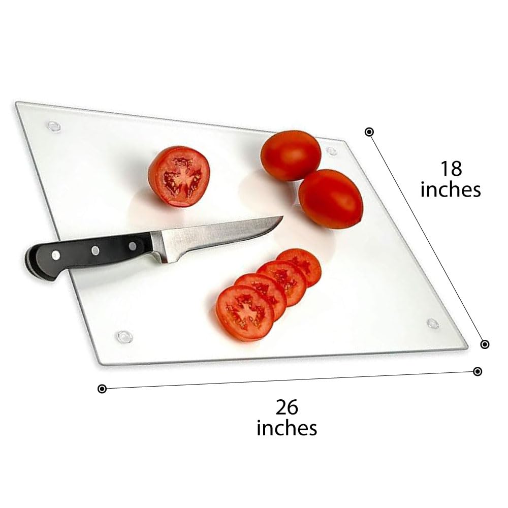 Tempered Glass Cutting Board: Large 12” x 16” Shatter-Resistant Surface.