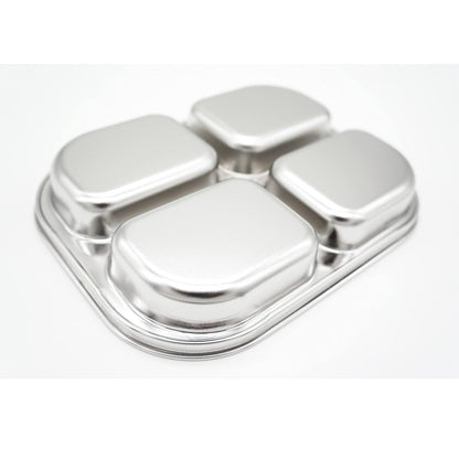 Korean Premium 304 Stainless Steel 5-Compartment Divided Plates (Set of 2)