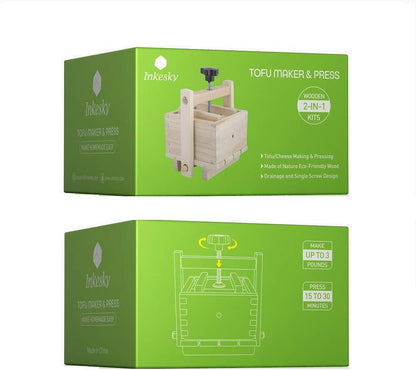 Inkesky Wooden Tofu & Cheese Maker | TRUE Shift Toxin‑Free Press Kit