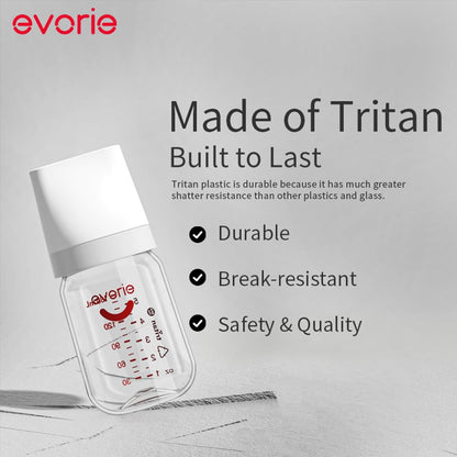Evorie 8 Oz Tritan Wide Neck Anti-Colic Baby Feeding Bottle
