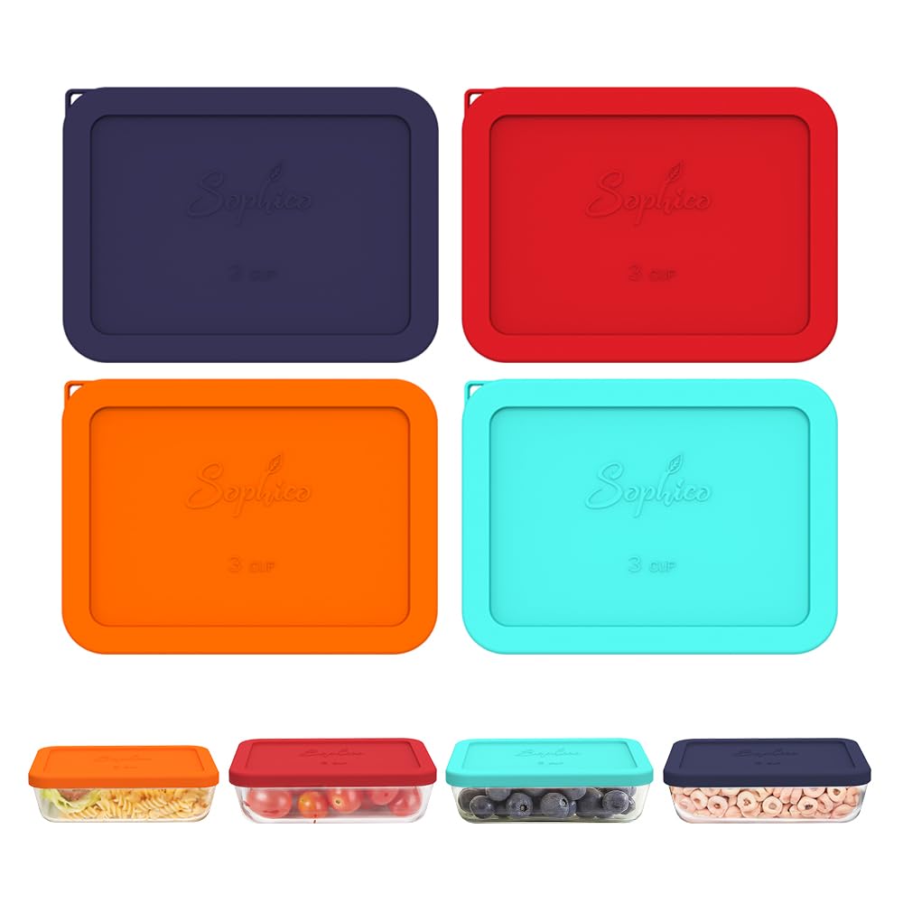 Set of four colorful silicone lids with 'Sunline' branding on a white background.